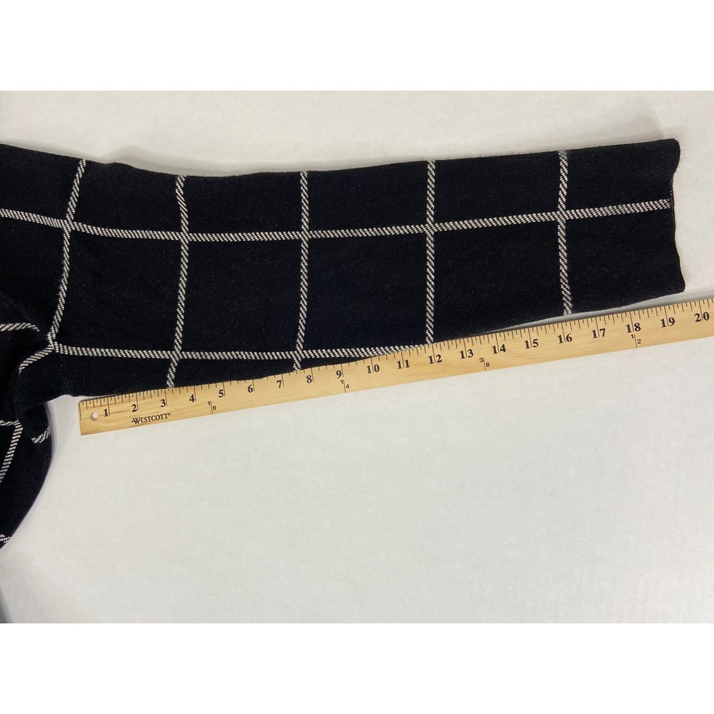 Rachel Zoe Black White Windowpane Plaid Open Front Cardigan Sweater Plus Size 1X - Picture 10 of 12